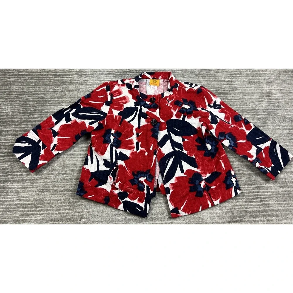 Ruby Rd Jacket Womens 10 Multicolor Cropped‎ 3/4 Sleeve Cotton